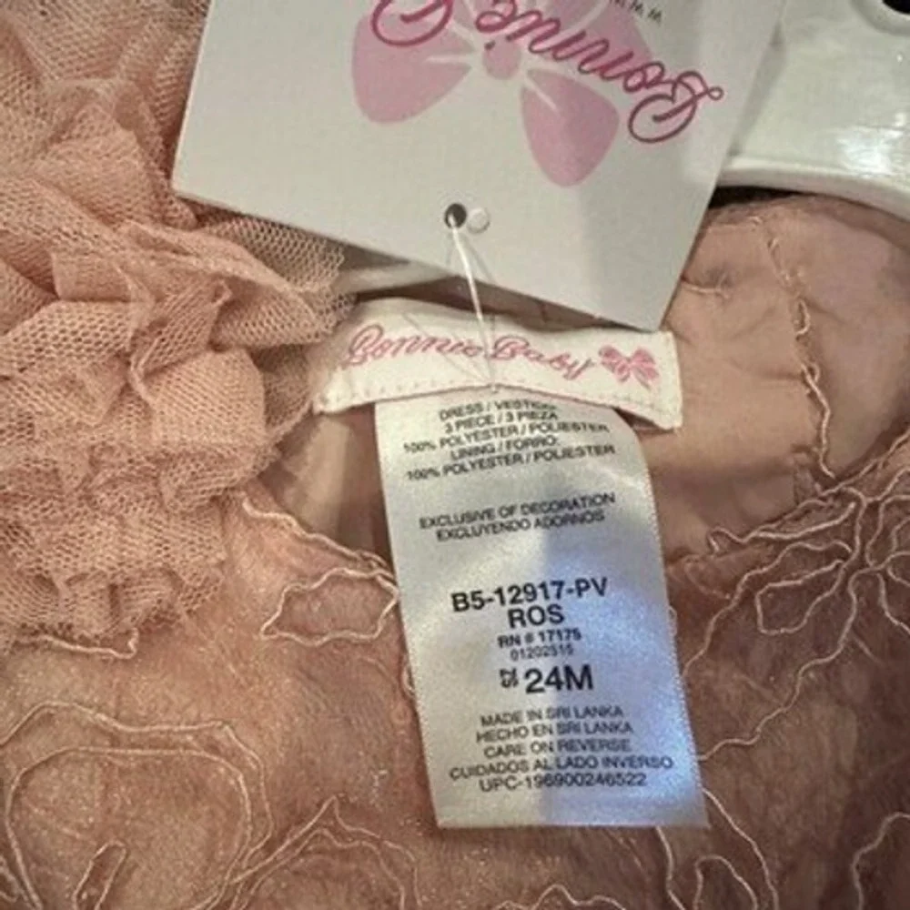 Bonnie Baby 24M Tulle Dress Pink Floral Lace Sequin NWT Special Occasion Formal